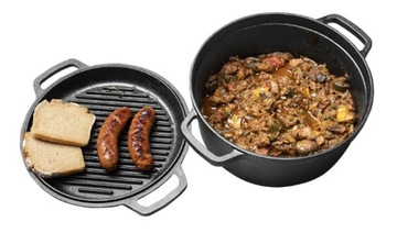 ЧУГУННАЯ КОРЗИНКА С СКОРОДКОЙ-ГРИЛЬ 5Л + 1Л БРОВИНА