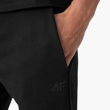 Męskie Spodnie Dresowe 4F Bawełniane Czarne ze Ściągaczami Kieszenie XXL