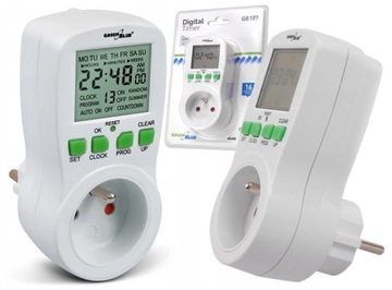 TIMER WYŁĄCZNIK PROGRAMATOR CZASOWY 3680W LCD GreenBlue GB107 16 PROGRAMÓW