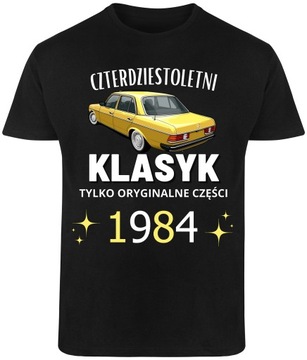 T-SHIRT MĘSKI NA 40 URODZINY CZTERDZIESTKA PREZENT KOSZULKA CZARNA