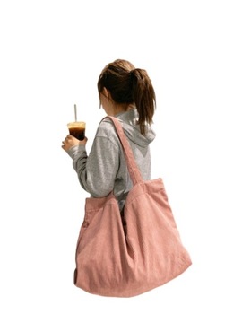 TORBA DUŻA RÓŻOWA NA RAMIĘ MOCNA MIEJSKA SZTRUKSOWA STUDENCKA DO SZKOŁY