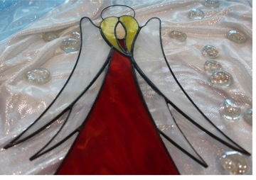 Витраж Тиффани про Ангел, большой, красный