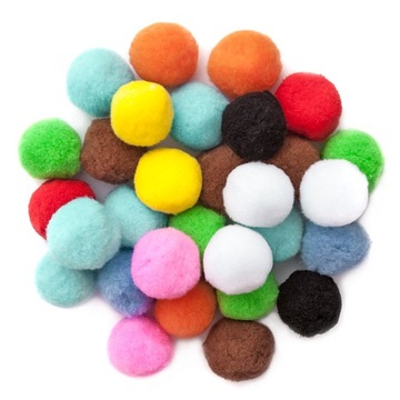 Pompony poliestrowe mix kolorowe ozdobne 5 cm