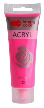 Farba akrylowa 75ml RÓŻOWA FLUO Happy Color