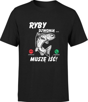 KOSZULKA MĘSKA RYBY DZWONIĄ WĘDKARSKA WĘDKARZ L