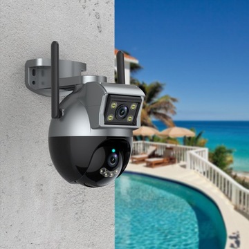 ДВОЙНАЯ НАРУЖНАЯ ВРАЩАЮЩАЯСЯ КАМЕРА TUYA SMART НА ПОЛЬСКОМ ЯЗЫКЕ 4MPX IP WIFI
