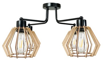 LAMPA WISZĄCA SUFITOWA 4XE27 DREWNIANY DIAMENT