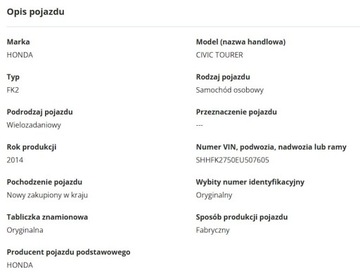 Honda Civic IX Tourer 1.8 i-VTEC 142KM 2014 HONDA CIVIC IX Tourer (FK) 1.8 i-VTEC | Salon Polska | Pierwszy właściciel, zdjęcie 12