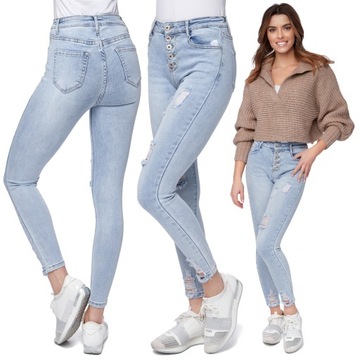 206_ S/36_ Spodnie jeans rurki przetarcia DAYSIE