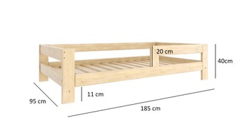 НИЗКАЯ ДЕТСКАЯ КРОВАТЬ 90Х180 ДЕРЕВЯННАЯ ДЕТСКАЯ КРОВАТЬ С ПЕРИЛОМ