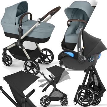 WÓZEK CYBEX 3W1 EOS LUX TPE SKY BLUE I FOTELIK MAXI-COSI CITI