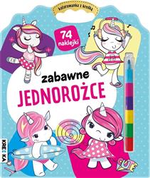 Kolorowanka z kredką. Zabawne jednorożce