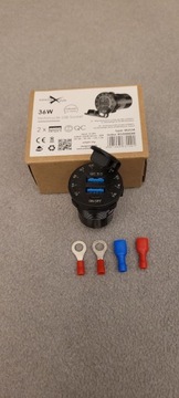 Мотоциклетная розетка 2 x USB QC 3.0 36 Вт MUS P20A + разъемы