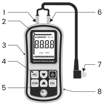 УЛЬТРАЗВУКОВОЙ ИЗМЕРИТЕЛЬ ТОЛЩИНЫ КРАСОЧНОГО МАТЕРИАЛА С ЖК-ЗОНДОМ 1 м