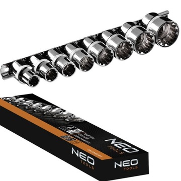 НАБОР НАСАДОК NEO Tools SPLINE 1/2, 8 ШТ. ПОЛОСОК 10–24 ММ 08-651