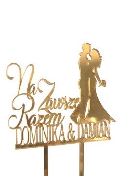 Topper PARA MLODA SLUBNY NA ZAWSZE RAZEM IMIONA