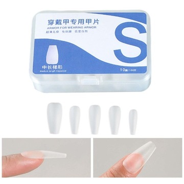 100x гелевые кончики ногтей и кончики ногтей для акриловых ногтей, порошковые ногти S