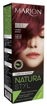 Marion Natura Styl Trwała Farba do Włosów 651 Ciemna Wiśnia + odżywka 10ml