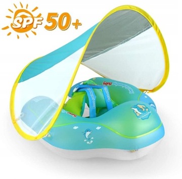 НАДУВНАЯ ЛОДКА-ПОНТУ С КОЛЬЦОМ ДЛЯ ПЛАВАНИЯ С ВЕРХОМ ДЛЯ МАЛЕНЬКИХ ДЕТЕЙ