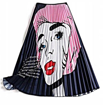 MD plisowana spódnica komiks maxi oversize
