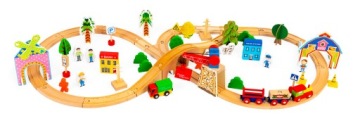 Дерев'яний потяг залізниця 74 елементи ECOTOYS
