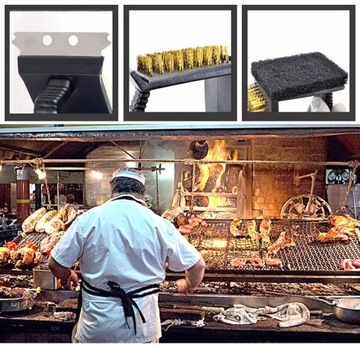 ЩЕТКА-СКРЕБОК 3В1 СО СКРЕБКОМ ДЛЯ ОЧИСТКИ ГРИЛЬНЫХ ВИНОГРАДОВ ОЧИСТИТЕЛЬ