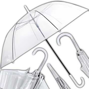 MODNY Oryginalny Parasol PRZEZROCZYSTY Ślubny Na Ślub Parasolka 95cm XL