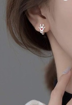 СЕРЕБРЯНЫЕ СЕРЬГИ 925 ПРОБЫ ОЛЕНЬ САНТЫ