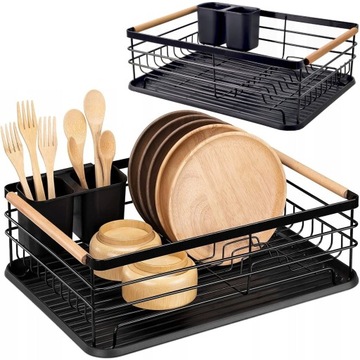 SUSZARKA DO NACZYŃ OCIEKACZ STOJĄCA CZARNA DUŻA XXL POJEMNA METALOWA