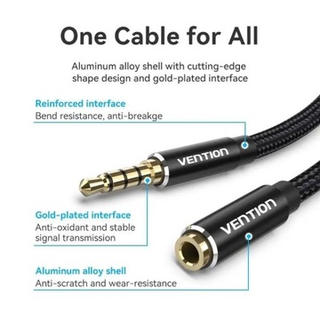 Удлинительный кабель Mini Jack 3,5 AUX 4-контактный разъем для наушников и микрофона 5 м
