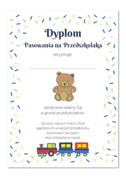 Dyplom A4 PASOWANIE na przedszkolaka MISIE
