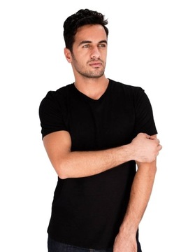 FRUIT OF THE LOOM KOSZULKA V-Neck Black L