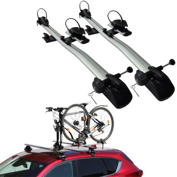 BAGAŻNIK UCHWYT ROWEROWY NA DACH ZA WIDELEC 2 ROWERY AGURI MARATHON SILVER