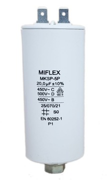 Kondensator rozruchowy silnika 20uF 450V MIFLEX ss