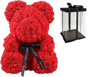MIŚ Z RÓŻ ROSE BEAR 25cm PUDEŁKO Z PŁATKÓW RÓŻ