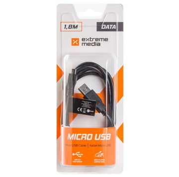 КАБЕЛЬ microUSB USB 2.0 1,8 М ЧЕРНЫЙ для зарядки телефона и передачи данных
