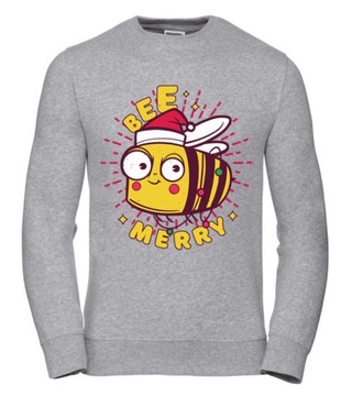 Bluza Męska Bee Merry M Szary Prezent na Święta