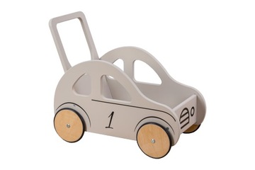 Jeździk , pchacz pojemnik wózek na zabawki - auto beż