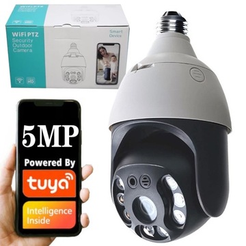 OBROTOWA KAMERA IP WIFI 5MP 4X ZOOM Żarówka