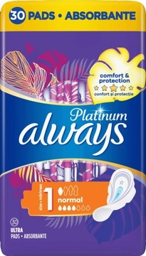 ALWAYS Podpaski ze skrzydełkami Platinum Normal 30 sztuk