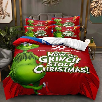 Grinch 3D KOMPLET POŚCIELI POSZEWKA 160x200