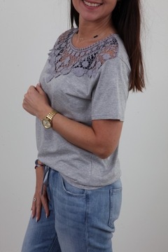 БЛУЗКА ВЫРЕЗ КРУЖЕВНО ГИПЮР ЦВЕТА *L/XL