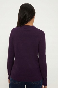 Wallis NH3 dau klasyczny fioletowy sweter złote guziki zdobienie S
