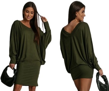 Wielofunkcyjna sukienka tunika nietoperz dzianinowa oversize 3 w 1