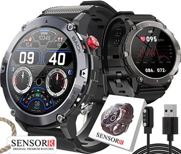 WOJSKOWY ZEGAREK MĘSKI SMARTWATCH ROZMOWY PL METAL