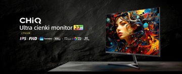 Безрамочный монитор 27 дюймов CHiQ 27F650R 1920x1080 FHD IPS, 100 Гц + FreeSync