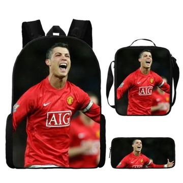 CR7 gwiazda futbolu plecak podróżny plecak na Lunch piórnik zestaw dla
