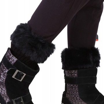 GETRY DAMSKIE CIEPŁE CZARNY OCIEPLACZE NA NOGI