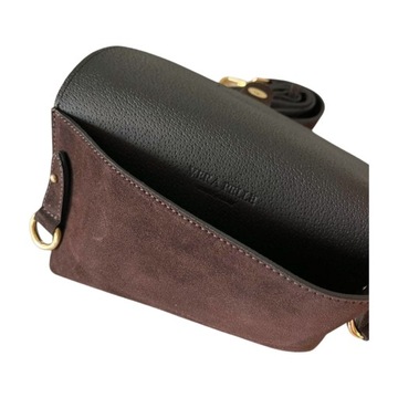 Czekoladowa torebka zamszowa włoska listonoszka ciemny brąz Vera Pelle