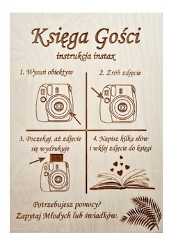 KSIĘGA GOŚCI INSTRUKCJA INSTAX TABLICA DREWNIANA